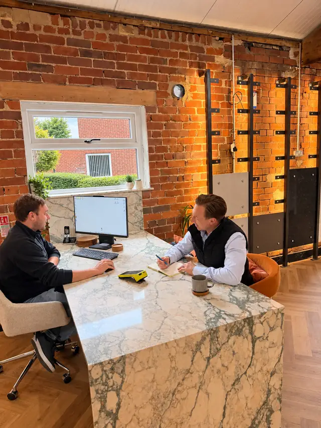 Matt reviewing payment options with a customer